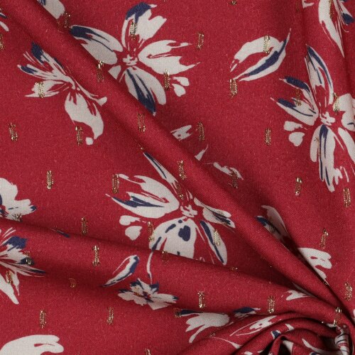 VISKÓZA LUREX Květiny - ROSSO RED