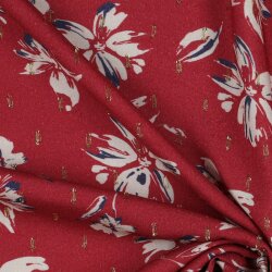 VISCOSE LUREX Fleurs - ROSSO ROUGE