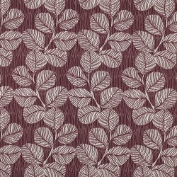 Coton enduit à motifs de feuilles - baie foncée