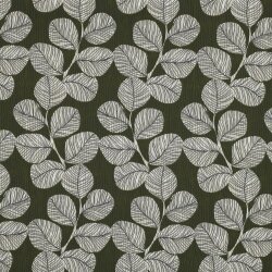 Coton enduit à motifs de feuilles - olive foncé