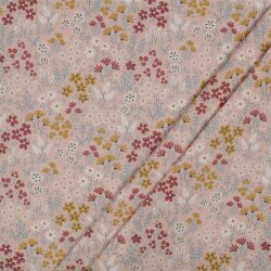 Coated cotton autumn meadow - powder pink