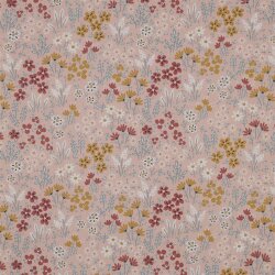 Coated cotton autumn meadow - powder pink