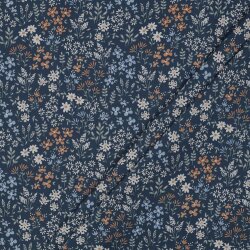 Povrstvená bavlna podzimní louka - džíny modré