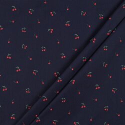 Coated cotton small cherries - dark blue