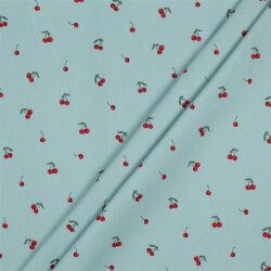 Piccole ciliegie in cotone spalmato - turchese chiaro