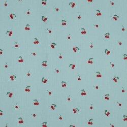 Piccole ciliegie in cotone spalmato - turchese chiaro