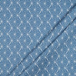 Bavlněné abstraktní hvězdy s povrchovou úpravou - džíny modré