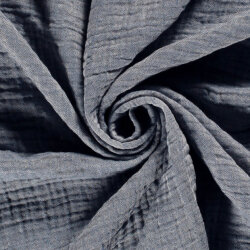 Winter - Vierlagiger Musselin Uni Recycelt - jeansblau
