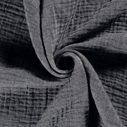 Invierno - Muselina de algodón reciclado de cuatro capas - azul vaquero oscuro