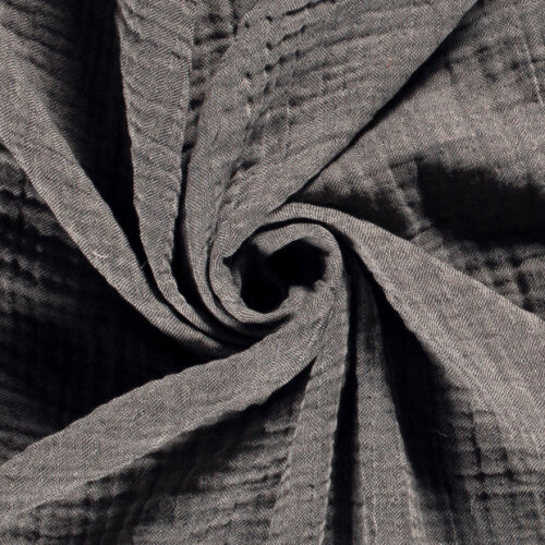 Invierno - Muselina de algodón reciclado de cuatro capas - gris oscuro