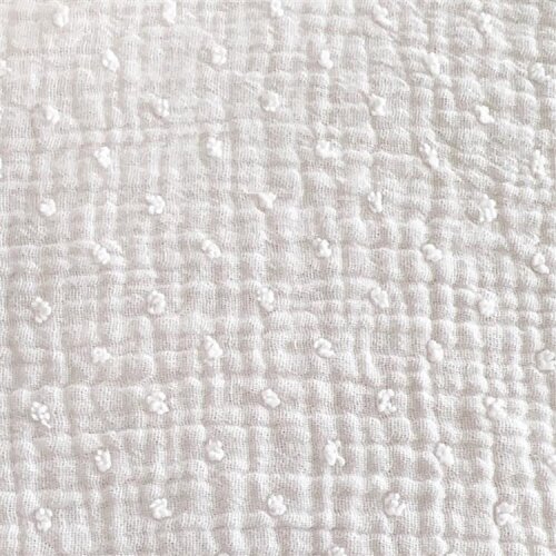 Muslin embroidered small polka dots - white