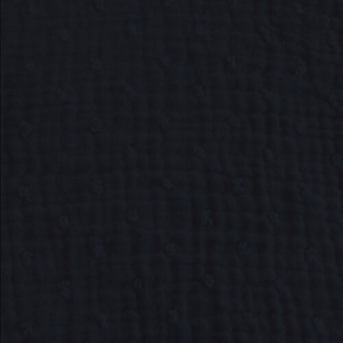 Muslin embroidered small polka dots - dark blue
