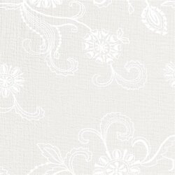 Mousseline Brodée Rameaux de Fleurs - blanc