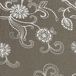 Muslin embroidered flower tendrils - beige grey