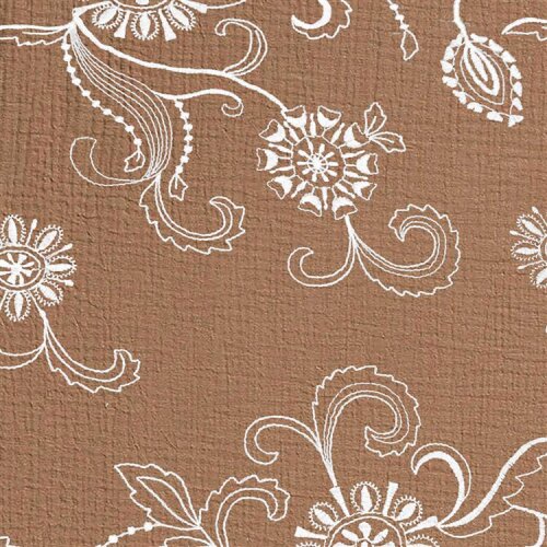 Muslin embroidered flower tendrils - nutmeg