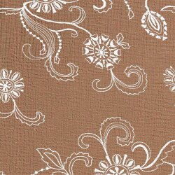 Muslin embroidered flower tendrils - nutmeg