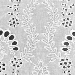 Muslin eyelet embroidery floral ornaments - white