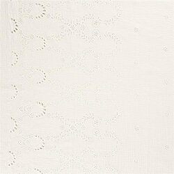 Muslin eyelet embroidery floral ornaments - off-white