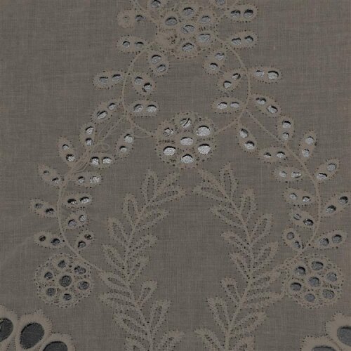 Mousseline broderie ajourée ornements floraux - beige gris