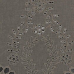 Muslin eyelet embroidery floral ornaments - beige grey