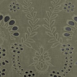 Muslin eyelet embroidery floral ornaments - olive