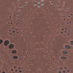 Muslin eyelet embroidery floral ornaments - brick red