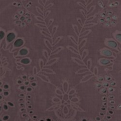 Muslin eyelet embroidery floral ornaments - old berry