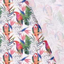Muslin colourful parrot - cream white