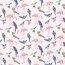 Muslin colourful birds white - cream white