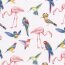 Muslin colourful birds white - cream white