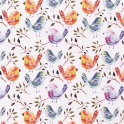 Muslin Dreaming Birds bianco - bianco crema