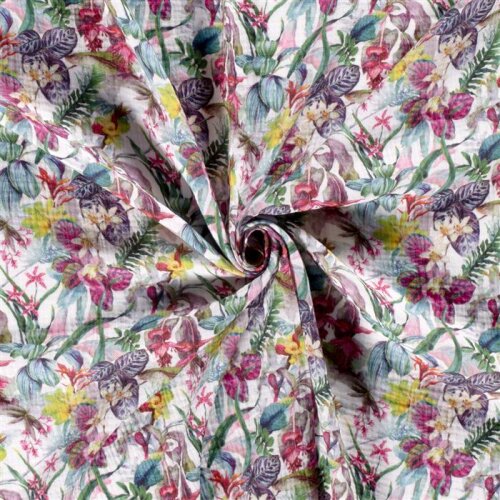 Muslin Orchid Meadow - cream white