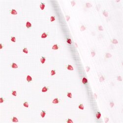 Muslin Juicy Strawberries - cream white