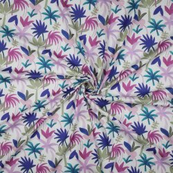KATOEN VOILE DIGITAL PALM HAVEN - KOBALT