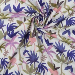 COTTON VOILE DIGITAL PALM HAVEN - COBALT / MAGENTA
