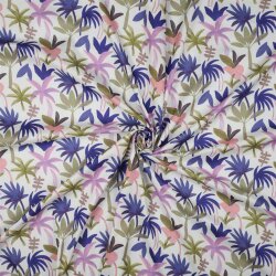 COTTON VOILE DIGITAL PALM HAVEN - COBALT / MAGENTA