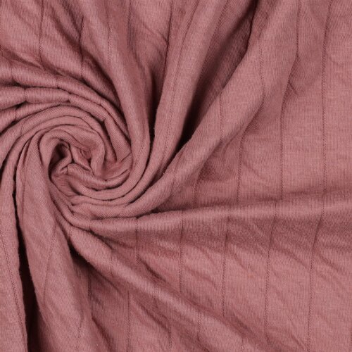 JERSEY MATELASSÉ À RAYURES - ROSE FONCÉ