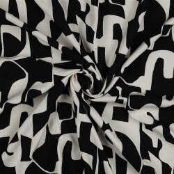 Viskose Popeline abstrakte Formen - schwarz