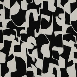 Viskose Popeline abstrakte Formen - schwarz