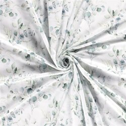 Punto de algodón digital ramitas de eucalipto - blanco crema