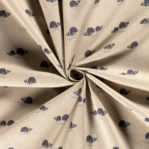 Interieurstoff Panama Blauwal - natur - creme