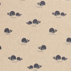 Interieurstoff Panama Blauwal - natur - creme