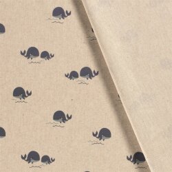 Interieurstoff Panama Blauwal - natur - creme