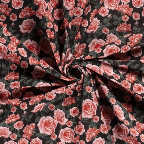 Softshell Digital Pink Roses - black