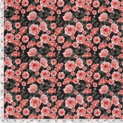 Softshell Digital Pink Roses - negro