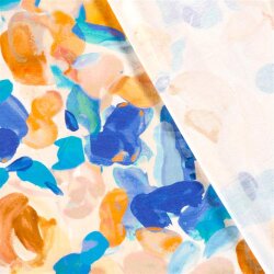 Cotton jersey digital floral blotches - water blue