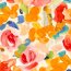 Cotton jersey digital floral blotches - orange