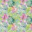 Cotton jersey digital watercolour jungle - white