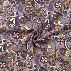 Bavlněný žerzej s paisley vzorem - starorůžový