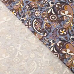 Katoenen tricot met paisleymotief - denimblauw